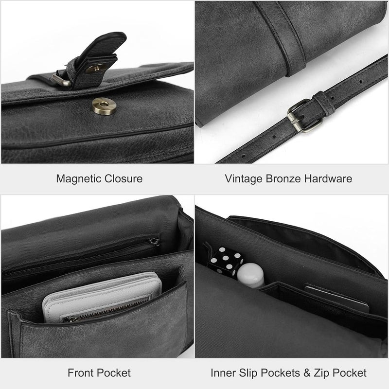 AFKOMST Crossbody Bags for Women,Small Saddle Purse and Boho Cross Body Handbags,Vegan Leather - Image 4